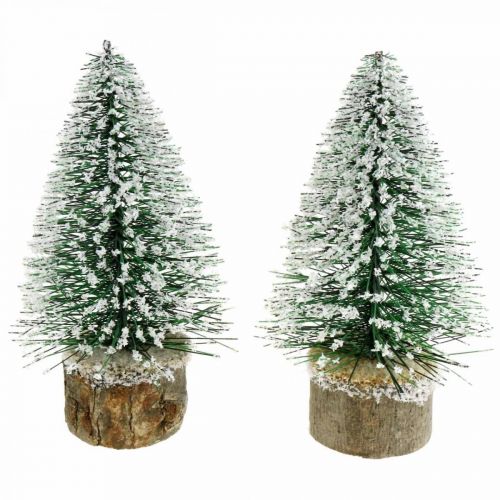 Floristik24 Christmas decoration, decorative Christmas tree, mini fir green snow-covered H15cm Ø9.5cm 6 pcs