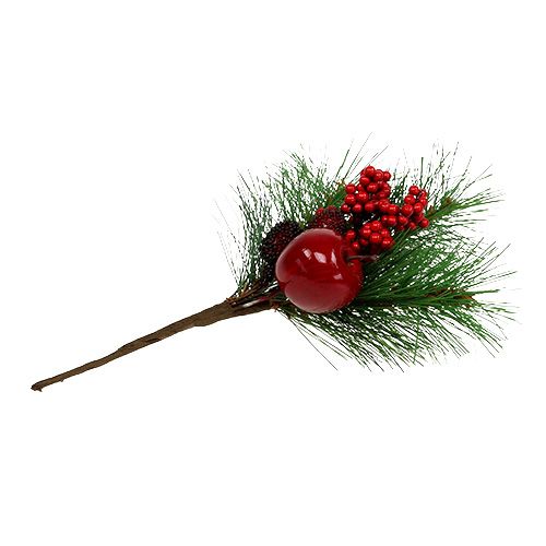 Floristik24 Decorative fir branch with apple 28cm 1p