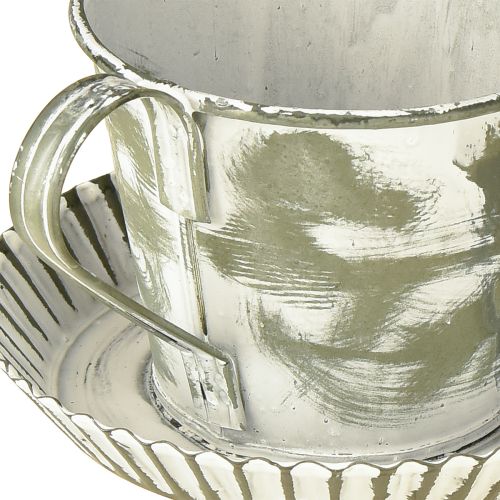 Product Decorative cup metal white washed antique Ø9cm H8cm 2pcs