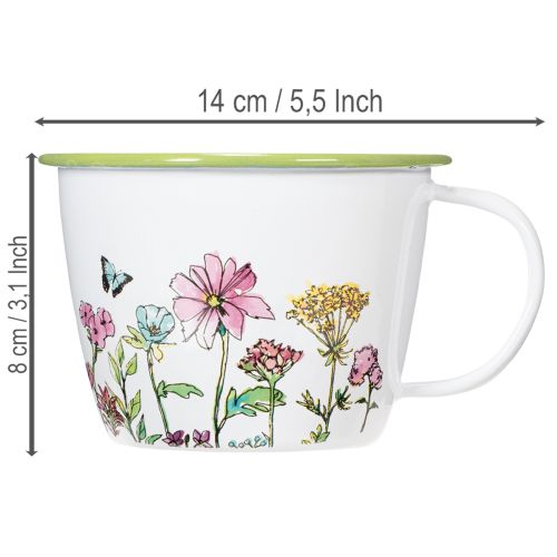 Decorative cup, enamelled plant pot, Ø11cm H8cm | Floristik24.co.uk