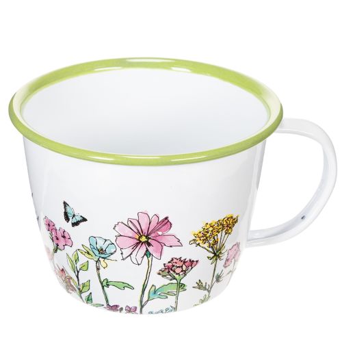 Decorative cup, enamelled plant pot, Ø11cm H8cm | Floristik24.co.uk