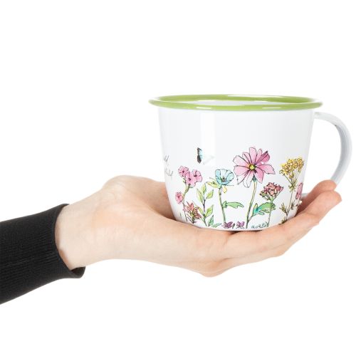 Product Decorative cup, enamelled plant pot, Ø11cm H8cm