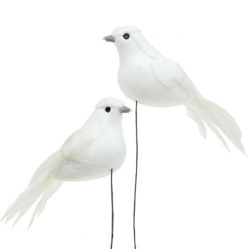 Floristik24 Deco pigeons on the wire white 9cm 6pcs