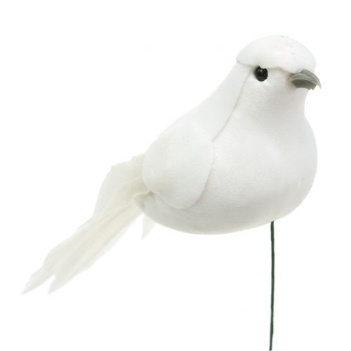 Floristik24 Deco pigeons on the wire white 9cm 6pcs