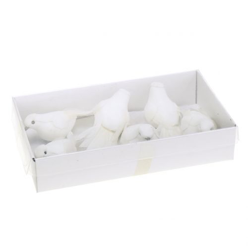 Floristik24 Deco pigeons on the wire white 9cm 6pcs