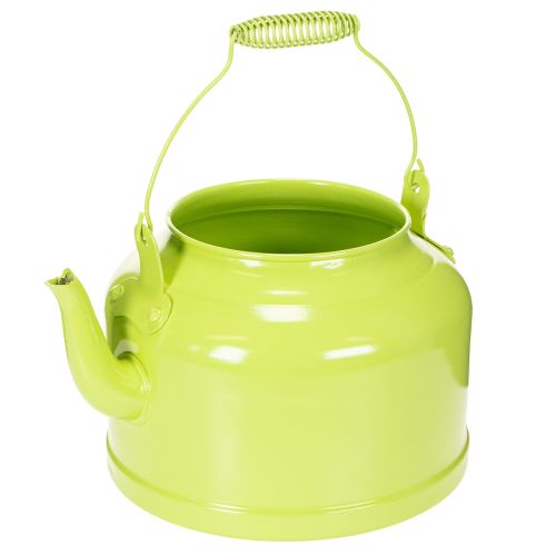 Decorative metal teapot, apple green - flower pot - Ø20cm H15cm - versatile garden decoration and gift idea buy online | Floristik24.co.uk