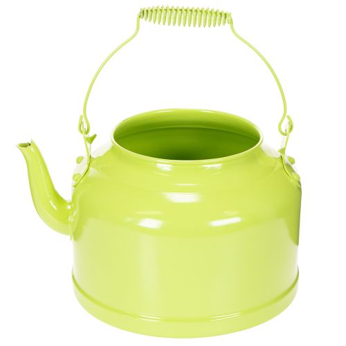 Decorative metal teapot, apple green - flower pot - Ø20cm H15cm - versatile garden decoration and gift idea | Floristik24.co.uk