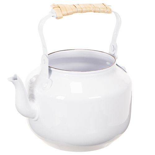 Decorative teapot, planter, metal, white, shabby chic, Ø8.6cm, H16cm, vintage decorative flower pot buy online | Floristik24.co.uk