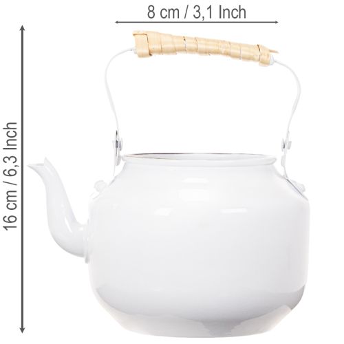 Decorative teapot, planter, metal, white, shabby chic, Ø8.6cm, H16cm, vintage decorative flower pot | Floristik24.co.uk