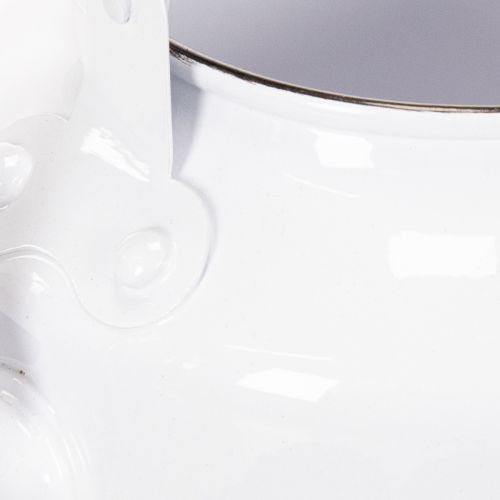 Decorative teapot, planter, metal, white, shabby chic, Ø8.6cm, H16cm, vintage decorative flower pot | Floristik24.co.uk