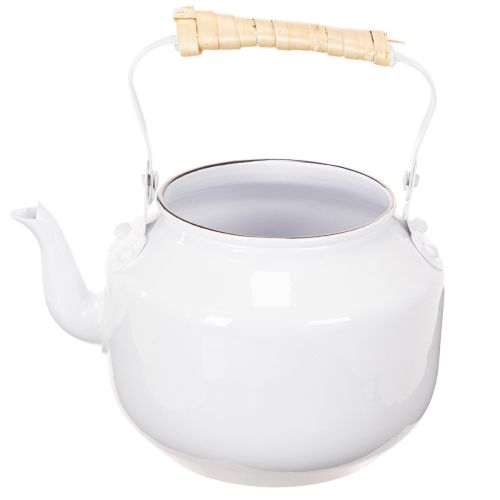 Decorative teapot, planter, metal, white, shabby chic, Ø8.6cm, H16cm, vintage decorative flower pot | Floristik24.co.uk