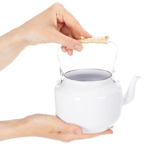 Decorative teapot, planter, metal, white, shabby chic, Ø8.6cm, H16cm, vintage decorative flower pot | Floristik24.co.uk