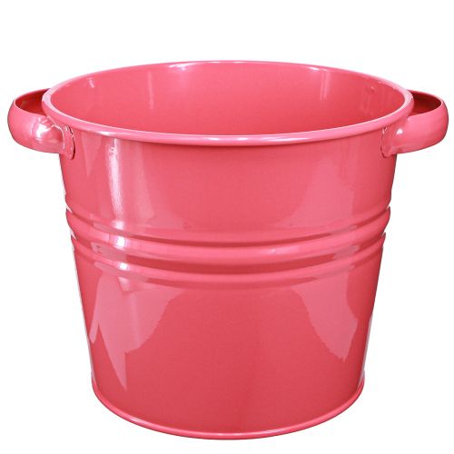 Floristik24 Decorative Pot Pink Metal Flowerpot Handles 31x26x 21.5cm