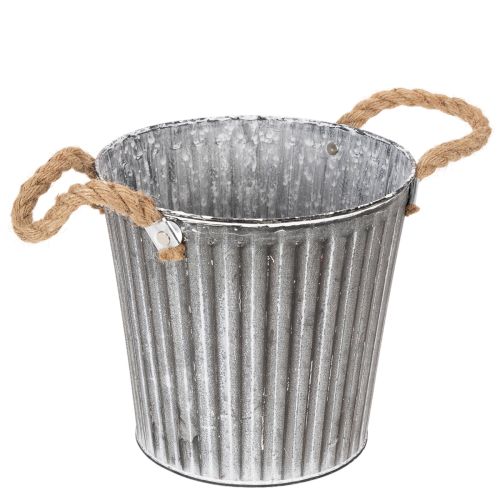 Decorative pot for planting, metal pot with handles, metal decoration shabby chic Ø21.5cm | Floristik24.co.uk