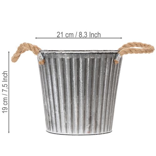 Decorative pot for planting, metal pot with handles, metal decoration shabby chic Ø21.5cm | Floristik24.co.uk