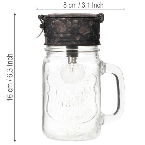 Decorative drinking glass with LED lamp Ø8cm H16cm | Floristik24.co.uk