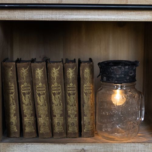 Decorative drinking glass with LED lamp Ø8cm H16cm | Floristik24.co.uk