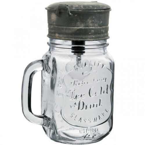 Decorative drinking glass with LED lamp Ø8cm H16cm