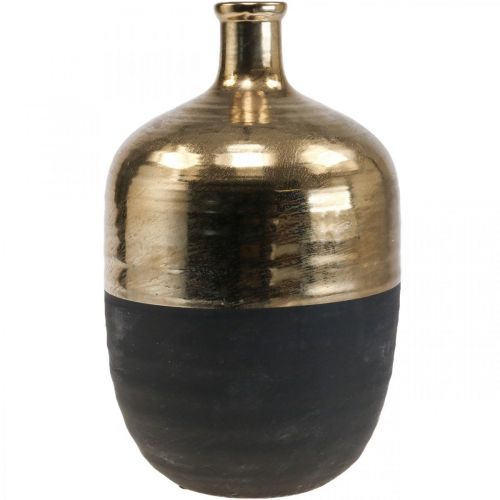 Product Decorative Vase Black/Gold Ceramic Vase Large Ø21cm H37.5cm
