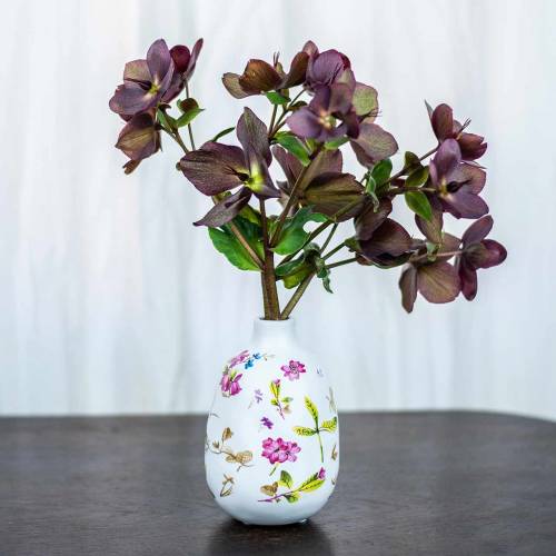Floristik24 Decorative vase white flowers Ø9cm H13.8cm