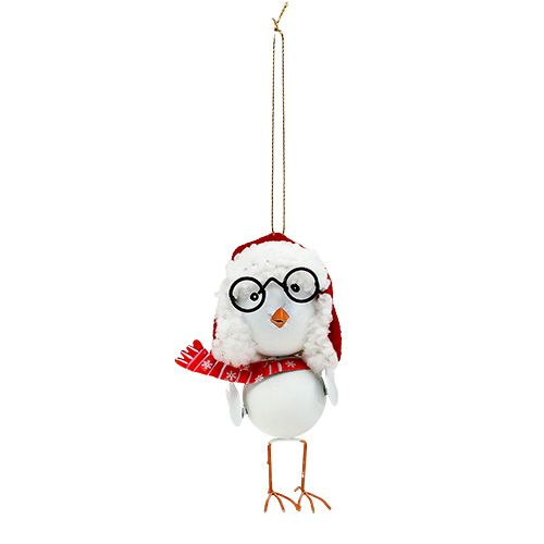 Decorative bird with cap red-white 10,5cm