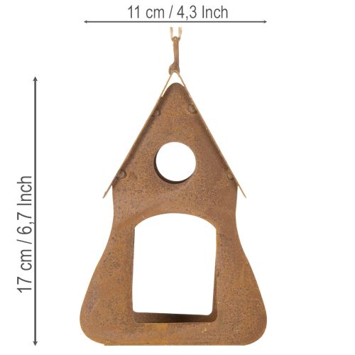 Decorative hanging birdhouse, rust-colored birdhouse decoration, 17.5cm | Floristik24.co.uk
