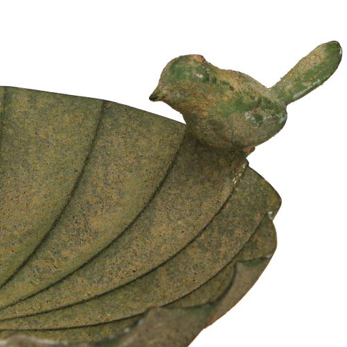 Product Decorative Bird Bath Bowl Metal Antique Green Ø16.5cm H34.5cm