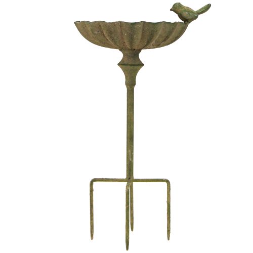 Product Decorative Bird Bath Bowl Metal Antique Green Ø16.5cm H34.5cm