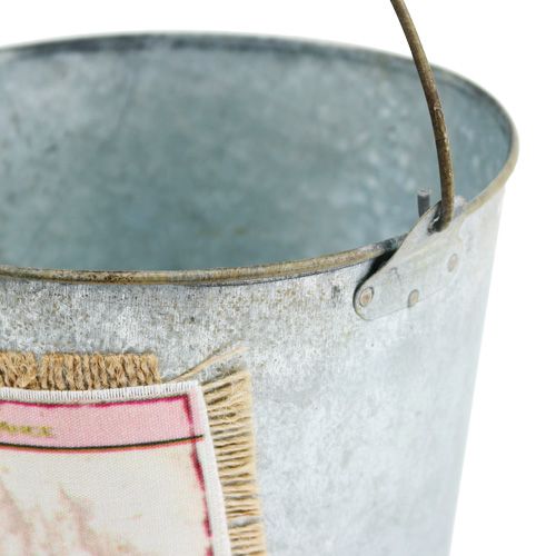 Product Decorative bucket with rose motif Ø16.5cm H17.5cm