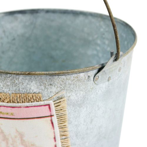 Floristik24 Decorative bucket with rose motif Ø16.5cm H17.5cm