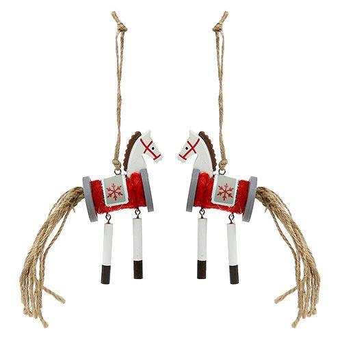 Floristik24 Decoration-Hanger Horse red-white 20cm 6pcs