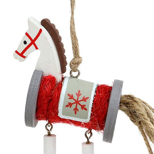 Floristik24 Decoration-Hanger Horse red-white 20cm 6pcs
