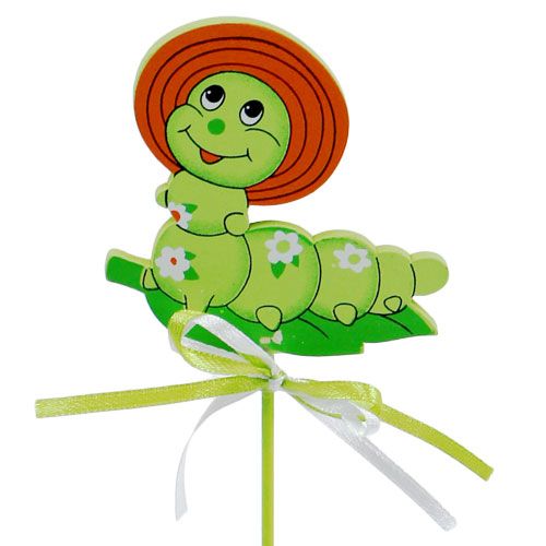 Floristik24 Decorative caterpillar on a stick 7cm L28cm 12pcs