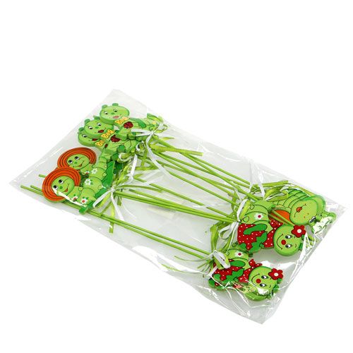 Floristik24 Decorative caterpillar on a stick 7cm L28cm 12pcs