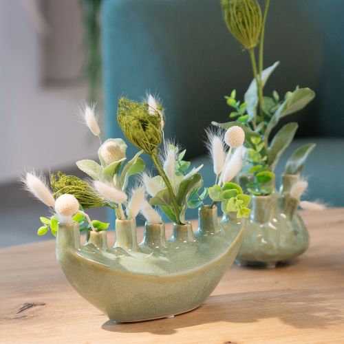 Product Decorative Vase Boat Ceramic Vase Light Green 23×8.5×11cm