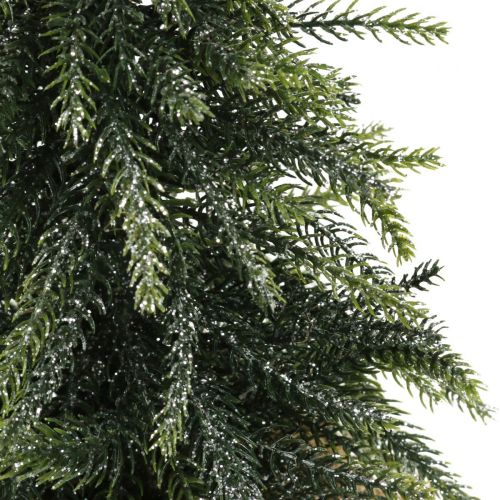 Floristik24 Deco Christmas tree mini fir jute bag glitter, green 26cm
