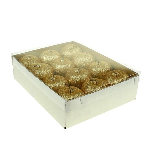 Floristik24 Deco apples gold with mica Ø6cm 12pcs