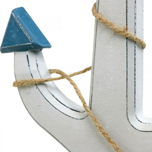 Product Deco anchor wood white, blue Wooden anchor for hanging 23cm