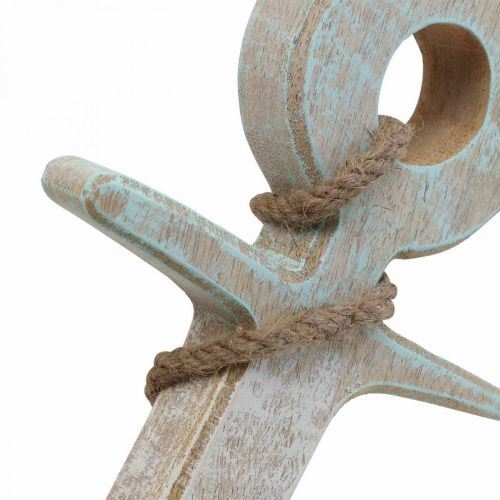 Product Anchor Deco Wood Maritime Deco White Blue 24.5cmx14.5cm