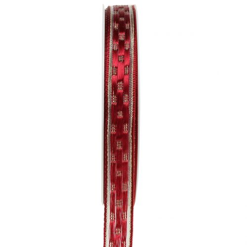 Floristik24 Deco band dark red with gold 15mm 25m
