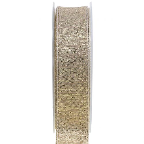 Floristik24 Decorative ribbon with mica gold 25mm 20m