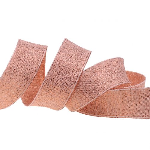 Floristik24 Decorative ribbon with mica copper 25mm 20m