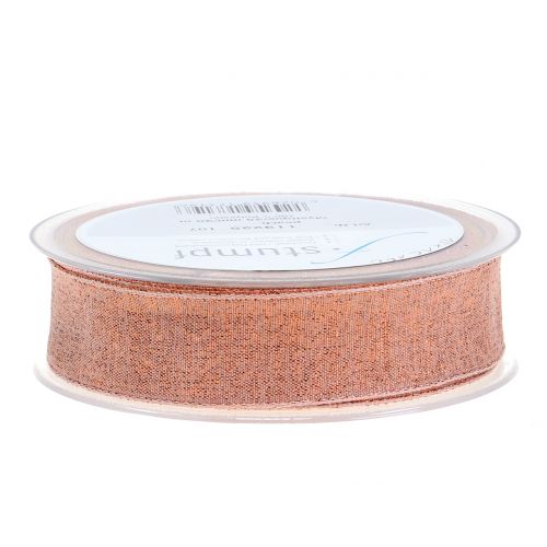 Floristik24 Decorative ribbon with mica copper 25mm 20m