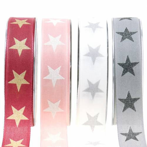 Deco ribbon with mica star 25mm 20m