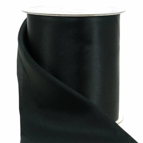 Floristik24 Satin table ribbon black 100mm 15m