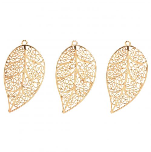 Floristik24 Decorative leaves for hanging metal decoration gold 5.5cm 24pcs