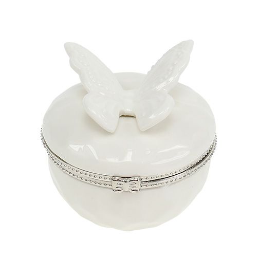 Floristik24 Decorative tin with butterfly cream Ø6cm H6cm