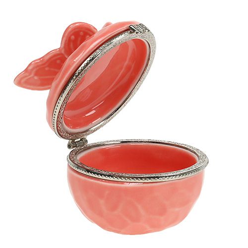 Floristik24 Deco box with butterfly salmon Ø6cm H6cm
