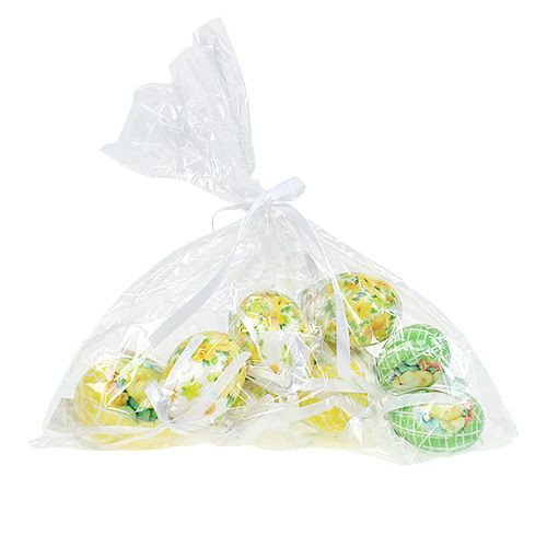 Floristik24 Decorative eggs to hang yellow-green 5-8cm 8pcs