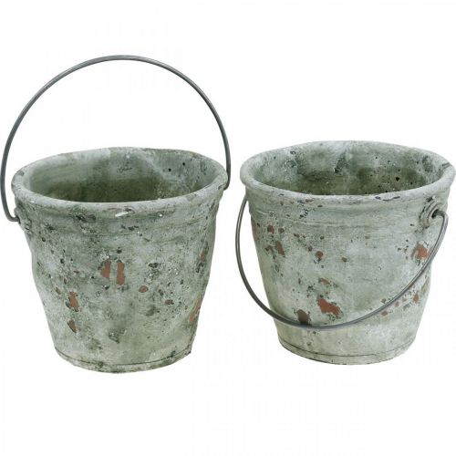 Floristik24 Decorative bucket, ceramics for planting, garden decoration, plant bucket antique optics Ø13.5cm H12cm 2pcs